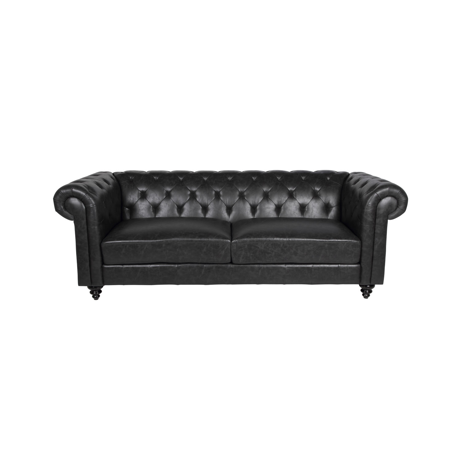 Charlietown 3 Pers. Sofa - Sort Pu Og Sort Gummitræ