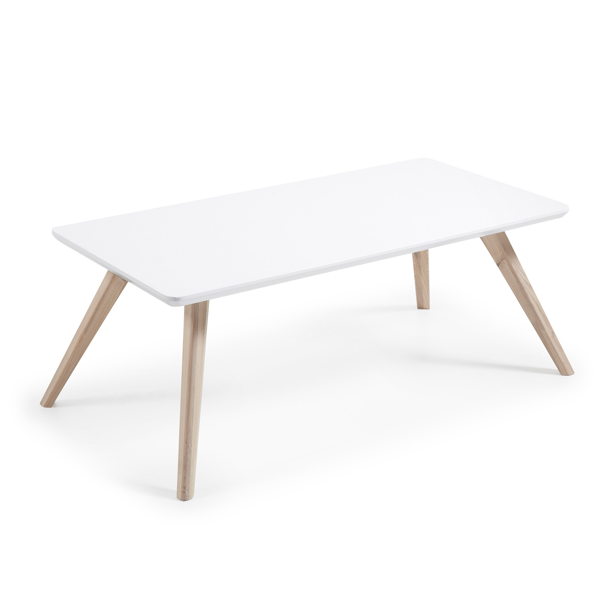 Laforma Quatre Sofabord - Hvid/Natur Træ/Asketræ, Rektangulær (120X60) Dagligstue