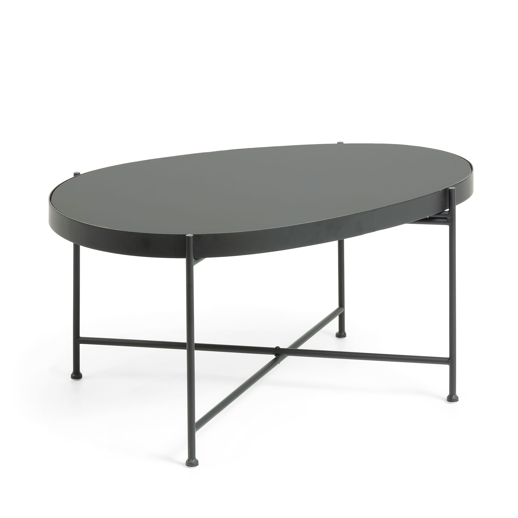 Laforma Marsh Sidebord - Sort Glas/Metal, Oval (82X55) Dagligstue