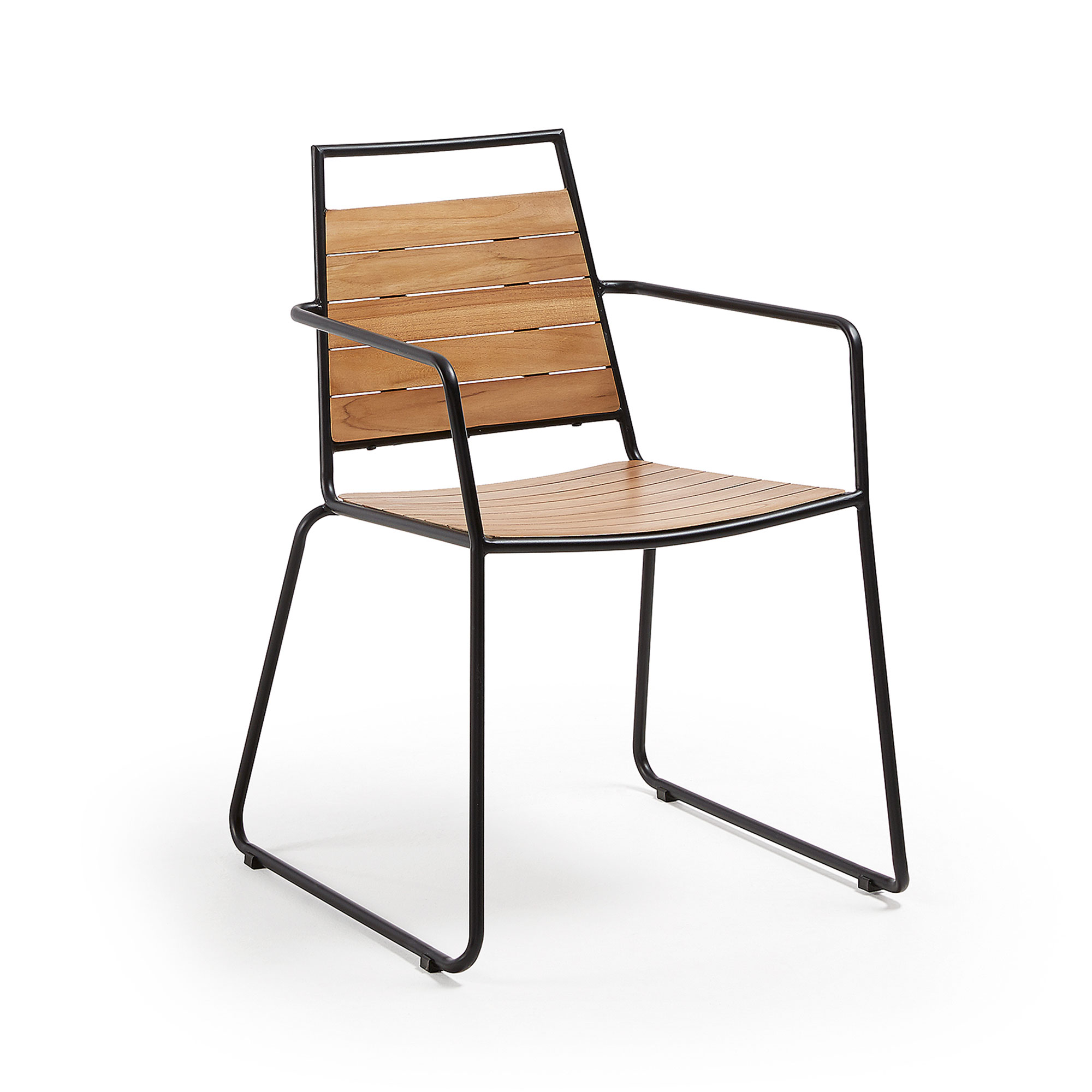 Laforma Komfort Lænestol Natur/Sort Teaktræ/Metal, M. Armlæn