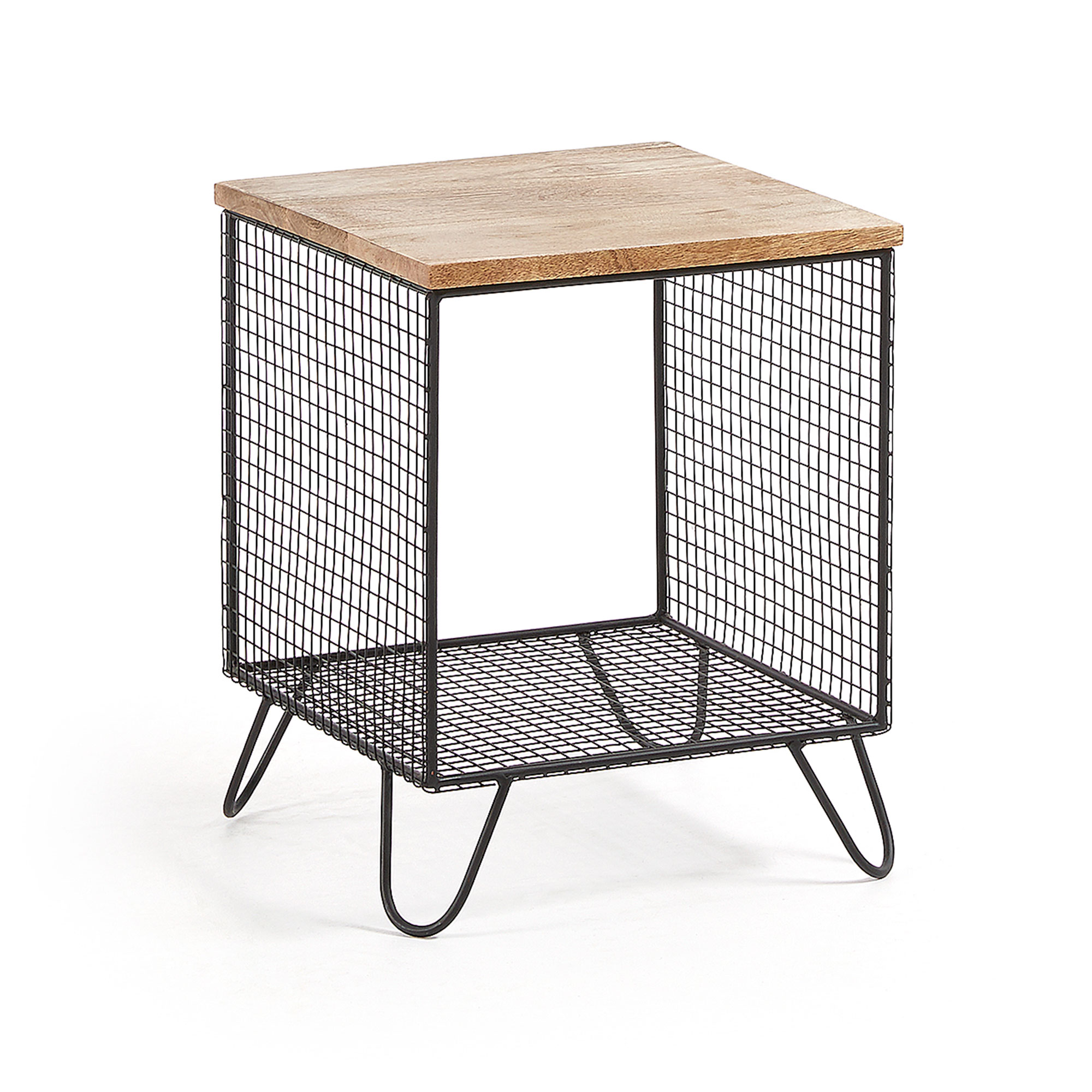 Laforma Laforma Interni Sidebord - Natur/Sort Mangotræ/Metal, Kvadratisk (38X38) Dagligstue