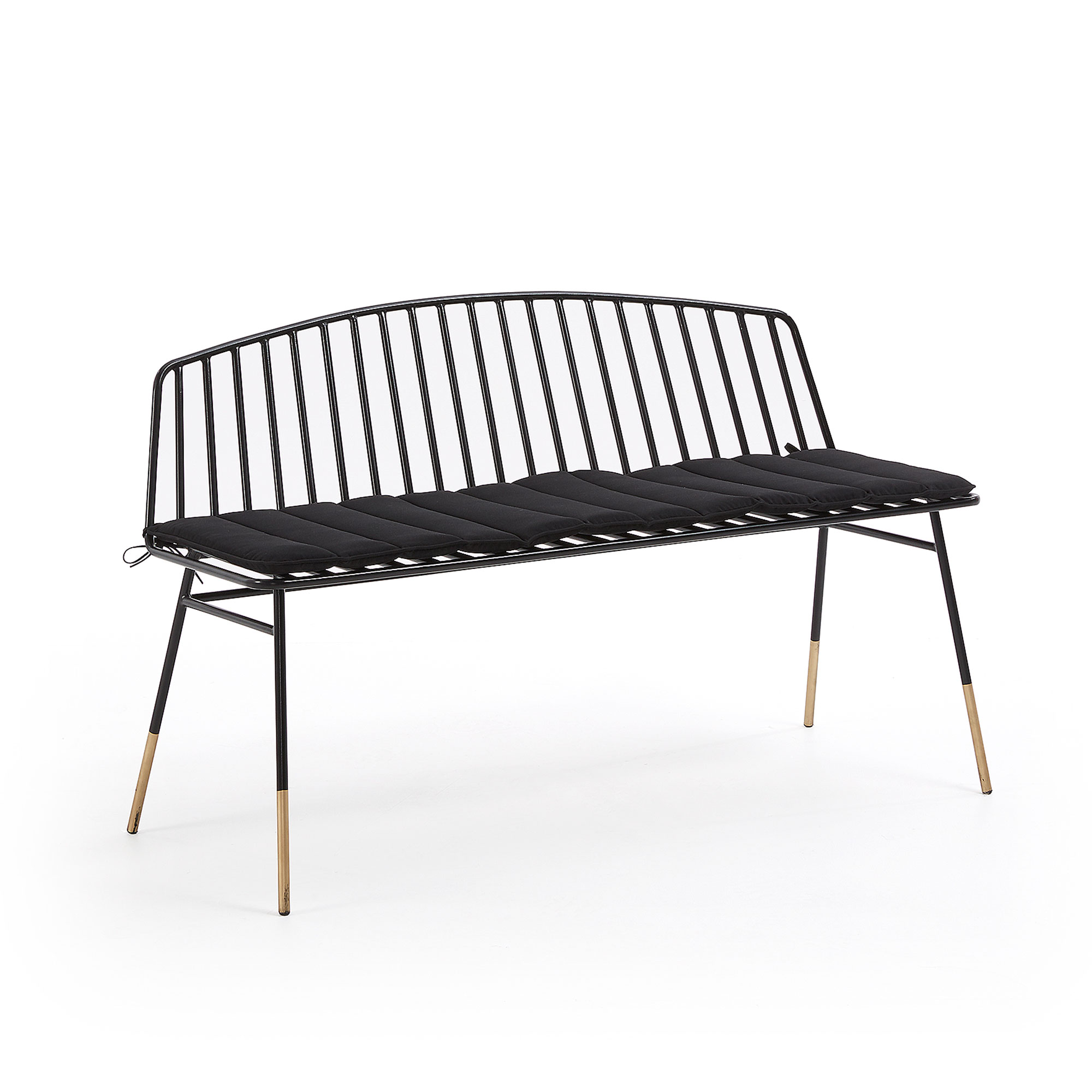 Laforma Siena Bænk - Guld/Sort Stål, M. Ryglæn, Rektangulær (120X53) Spisestue