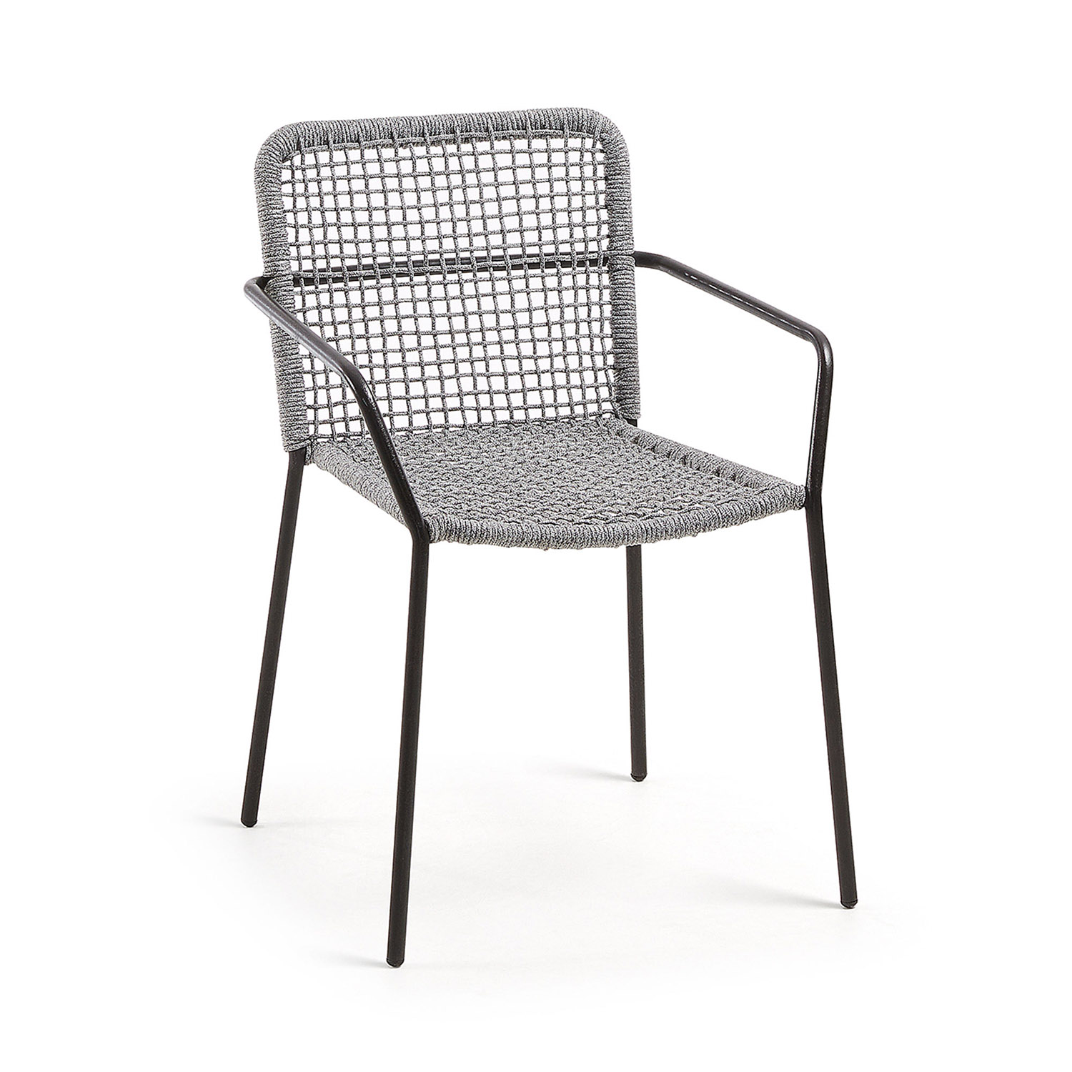 Laforma Laforma Boomer Spisebordsstol, M. Armlæn Grå Polyester Reb Og Stål Terrasse & Have