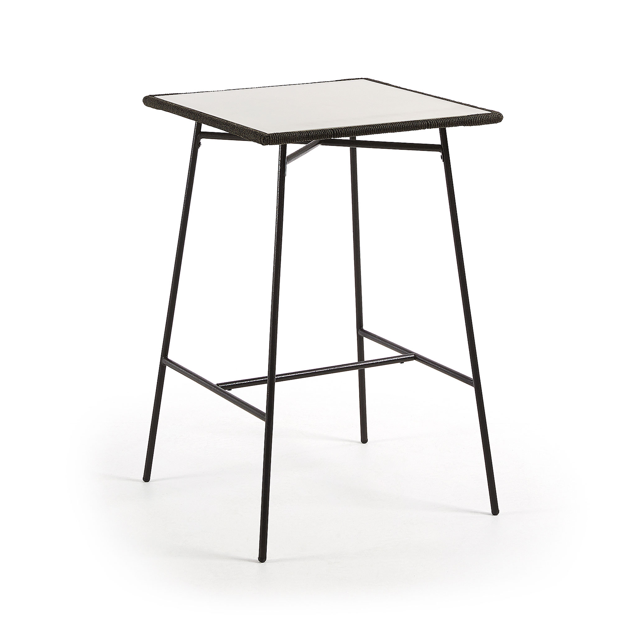 Laforma Freeman Cafébord - Lysegrå/Grå Polycement/Stål, Høj, Kvadratisk (70X70) Spisestue