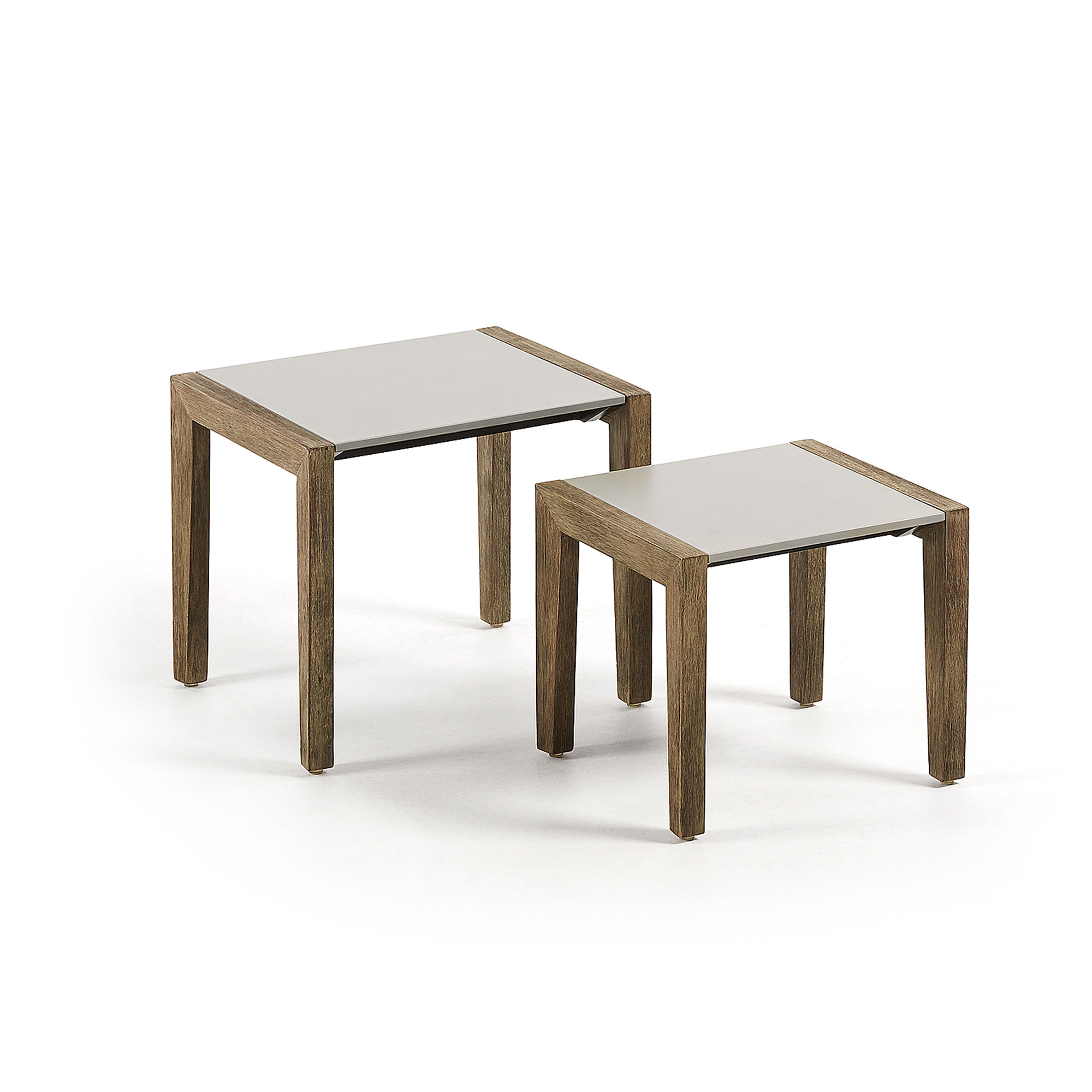 Laforma Climby Sidebord - Lysegrå/Grå-Brun Polycement/Eukalyptustræ (Sæt À 2) Dagligstue