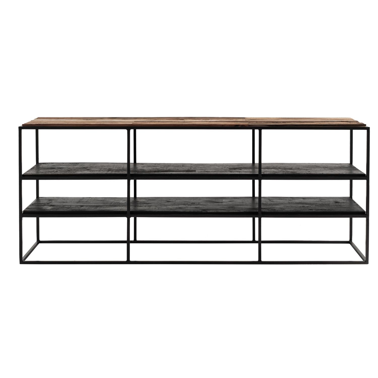 Novasolo Rustika Tv-Bord, M. Hylder - Natur Genbrugstræ Og Jern (140X40)
