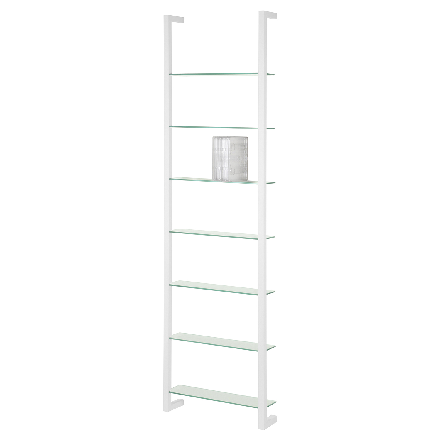 Spinder Design Rektangulær Cubic Reol, M. 7 Hylder - Glas Og Hvid Stål Dagligstue