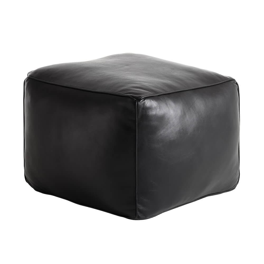 Fuhrhome Memphis Puf - Sort Bøffel Læder (65X65) Dagligstue