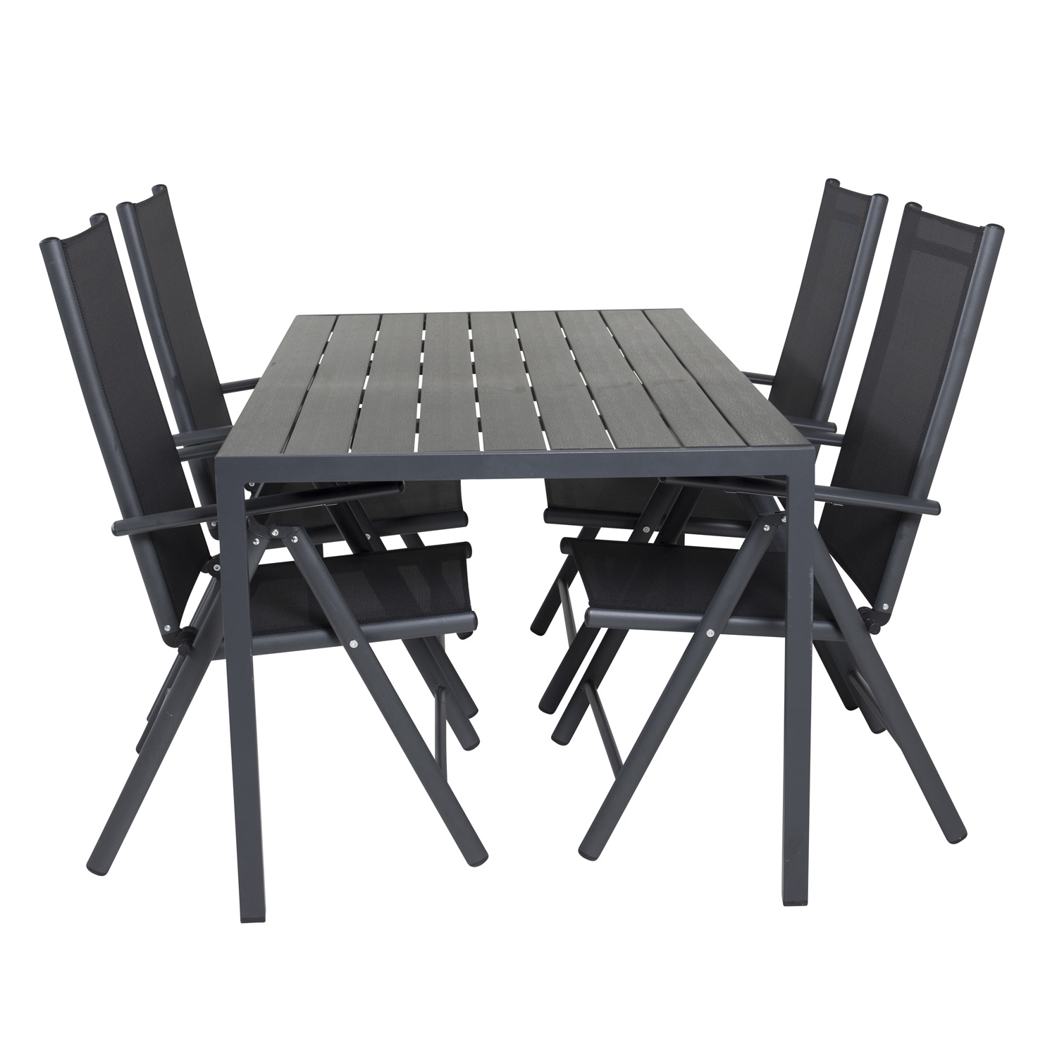 Venture Design Venture Design Havesæt M. Break Bord Og 4 Break 5 Pos. Stole M. Armlæn - Sort Alu Og Aintwood Terrasse & Have