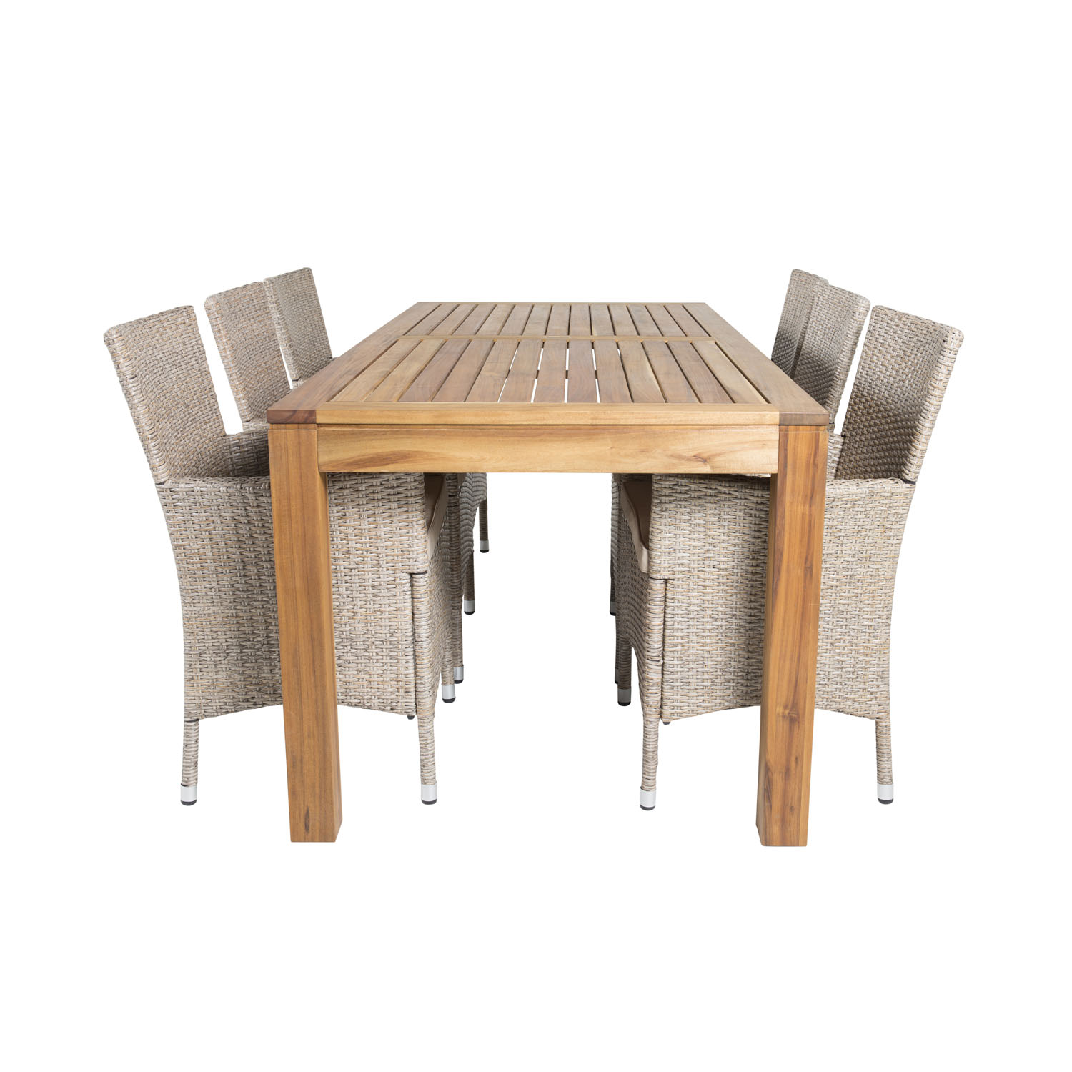 Venture Design Havesæt, M. Little John Bord (200X90) Og 6 Knock Stole, M. Armlæn - Akacie/Flet Havemøbler
