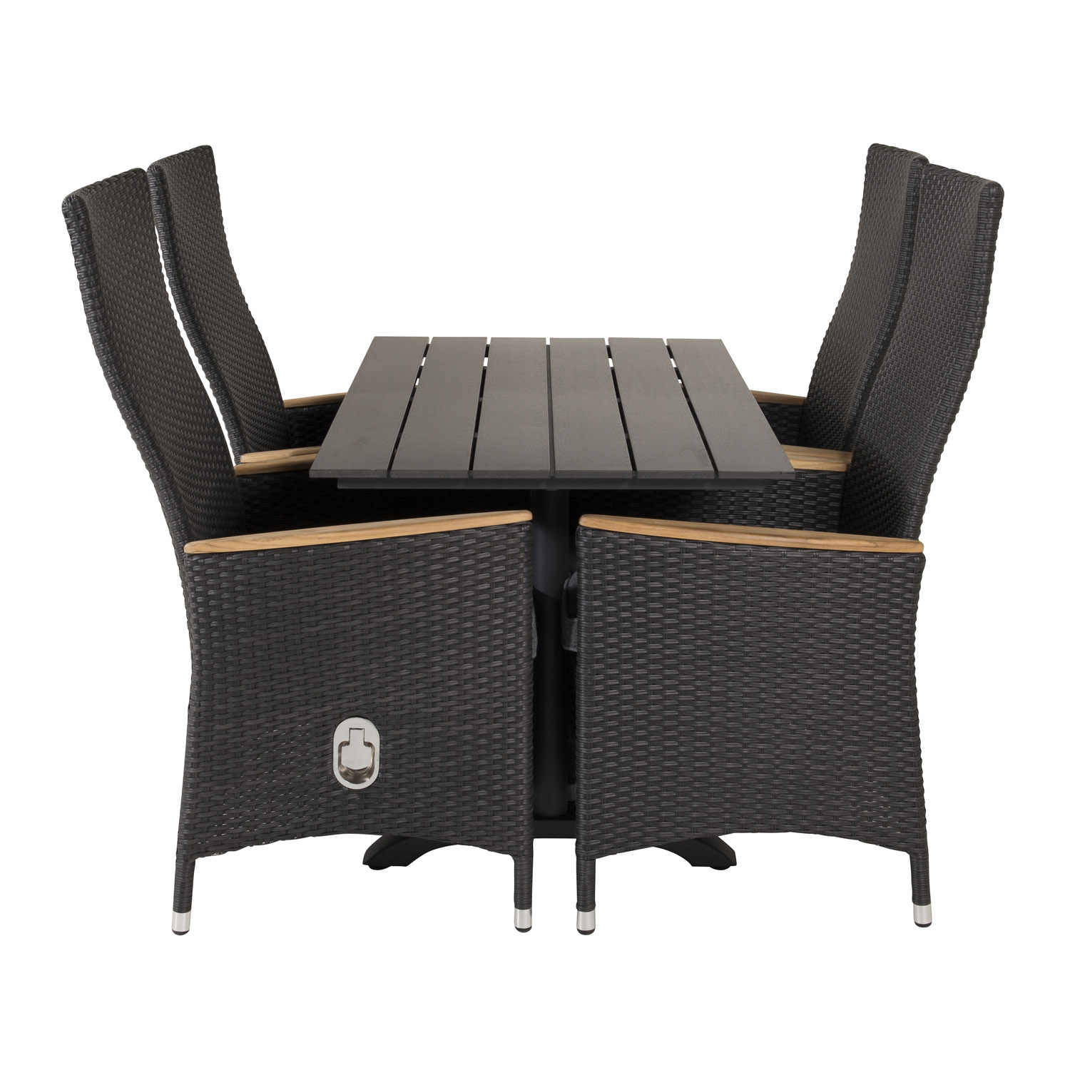 Venture Design Venture Design Havesæt, M. Denver Cafébord (120X7) Og 4 Padova Stole, M. Recliner - Sort Aintwood Havemøbler