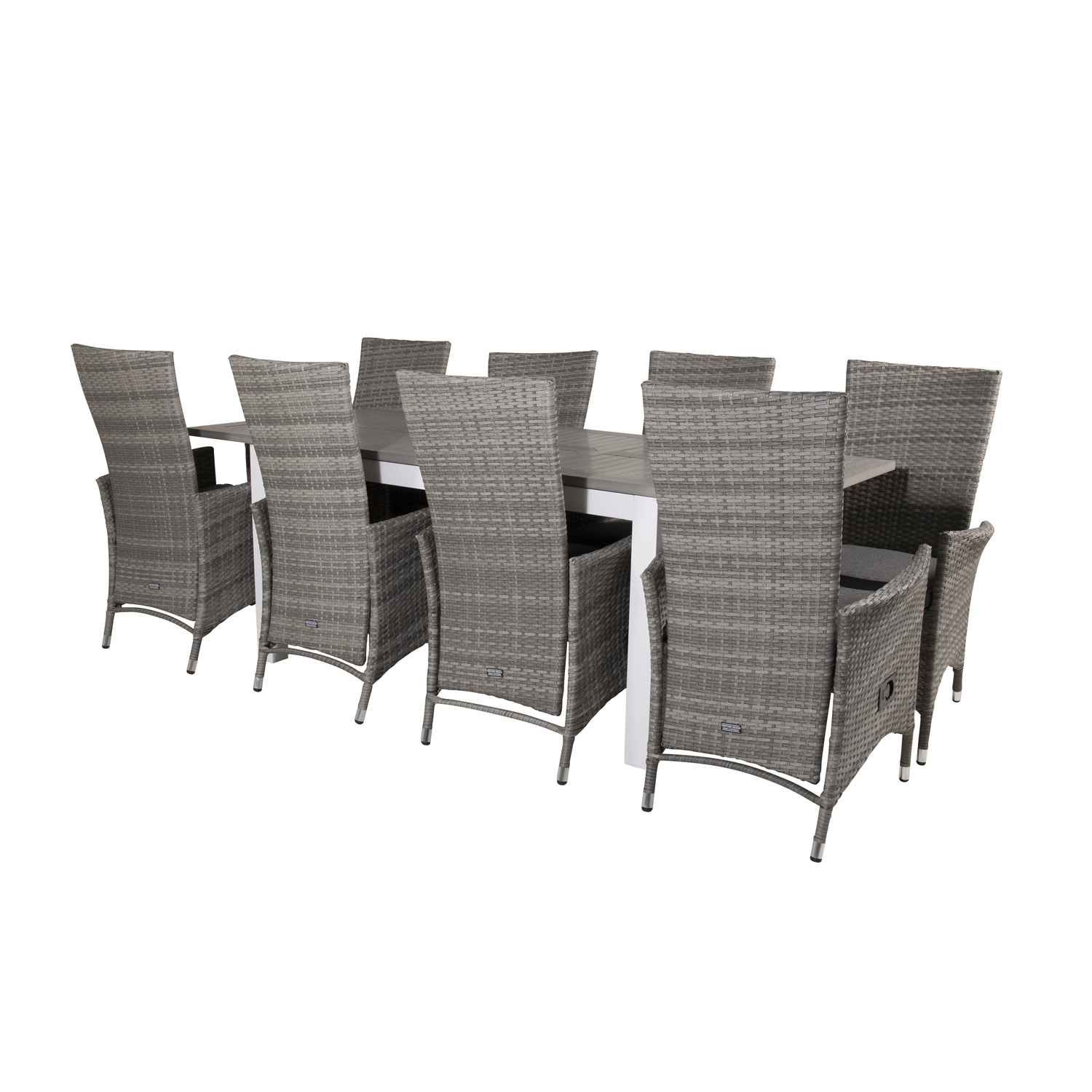 Venture Design Havesæt M. Albany Bord M. Udtræk Og 8 Padova Stole M. Recliner - Grå Rattan/Aintwood Terrasse & Have