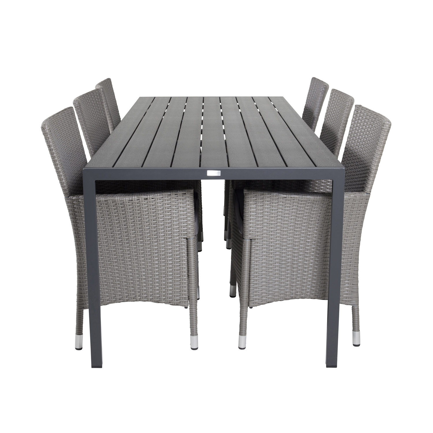 Venture Design Havesæt, M. Break Bord (205X90) Og 6 Knock Stole, M. Armlæn - Aintwood/Alu/Flet