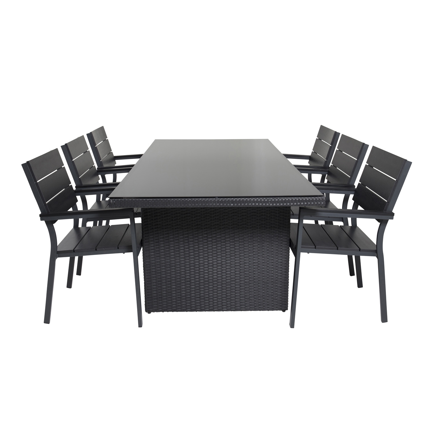 Venture Design Havesæt, M. Padova Bord (200X100) Og 6 Levels Stole, M. Armlæn - Glas/Alu/Aintwood