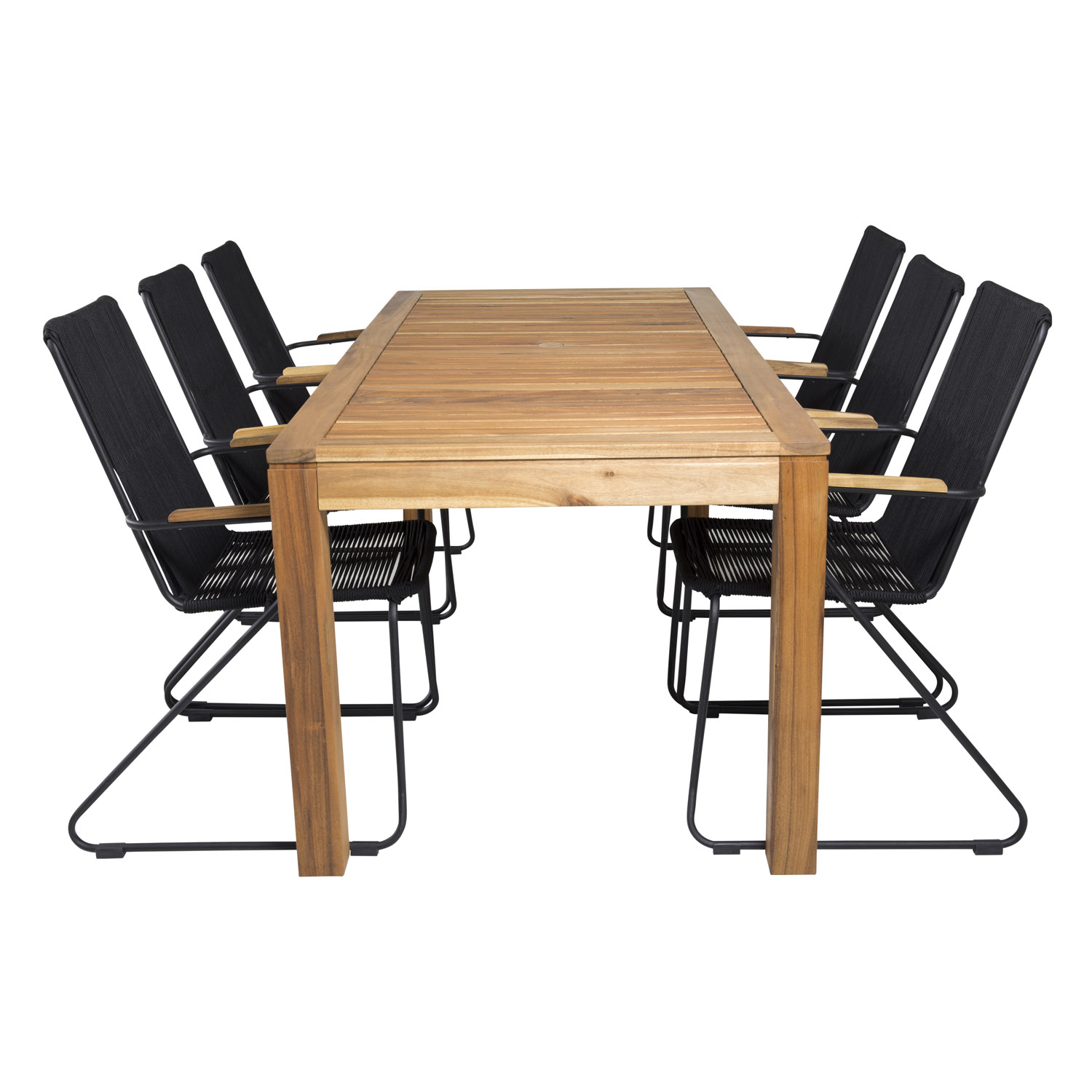 Venture Design Havesæt, M. Peter Bord (200X90) Og 6 Bois Stole, M. Armlæn - Akacie/Alu/Reb