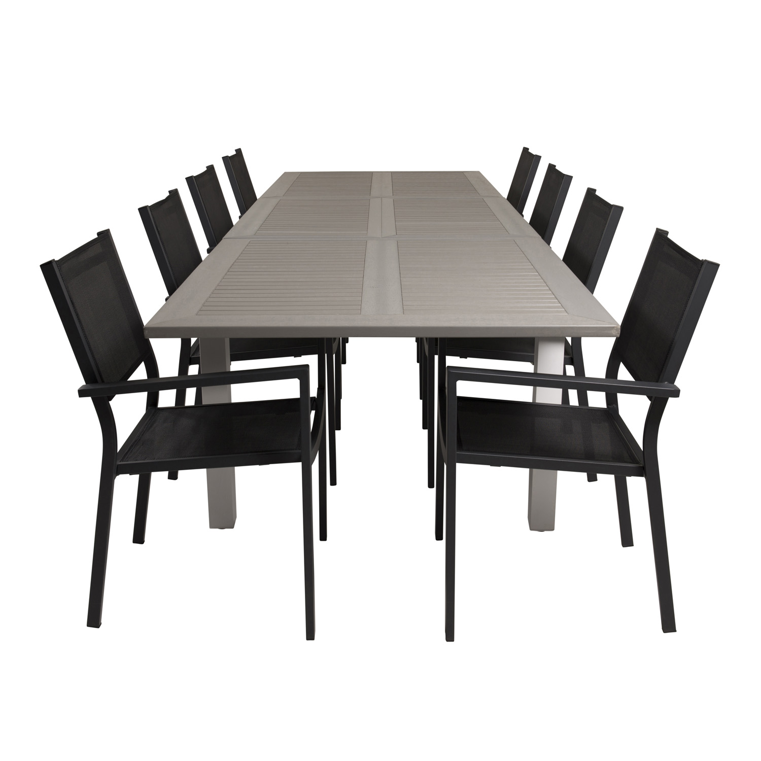 Venture Design Havesæt M. Albany Bord M. Udtræk Og 8 Copacabana Stole M. Armlæn - Grå Aintwood/Sort Terrasse & Have