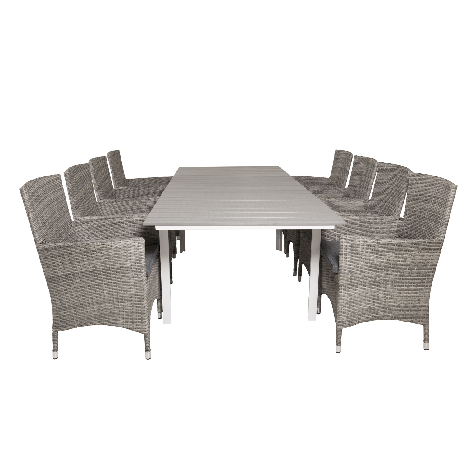 Venture Design Havesæt M. Levels Bord M. Udtræk Og 8 Malin Stole M. Armlæn - Grå Rattan/Aintwood Terrasse & Have