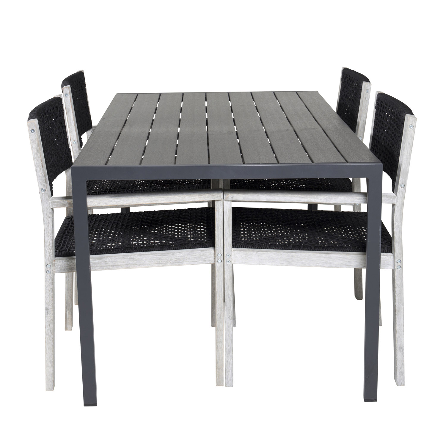 Venture Design Havesæt M Levels Bord M Udtræk Og 10 Copacabana Stole M. Recliner - Grå Aintwood/Sort
