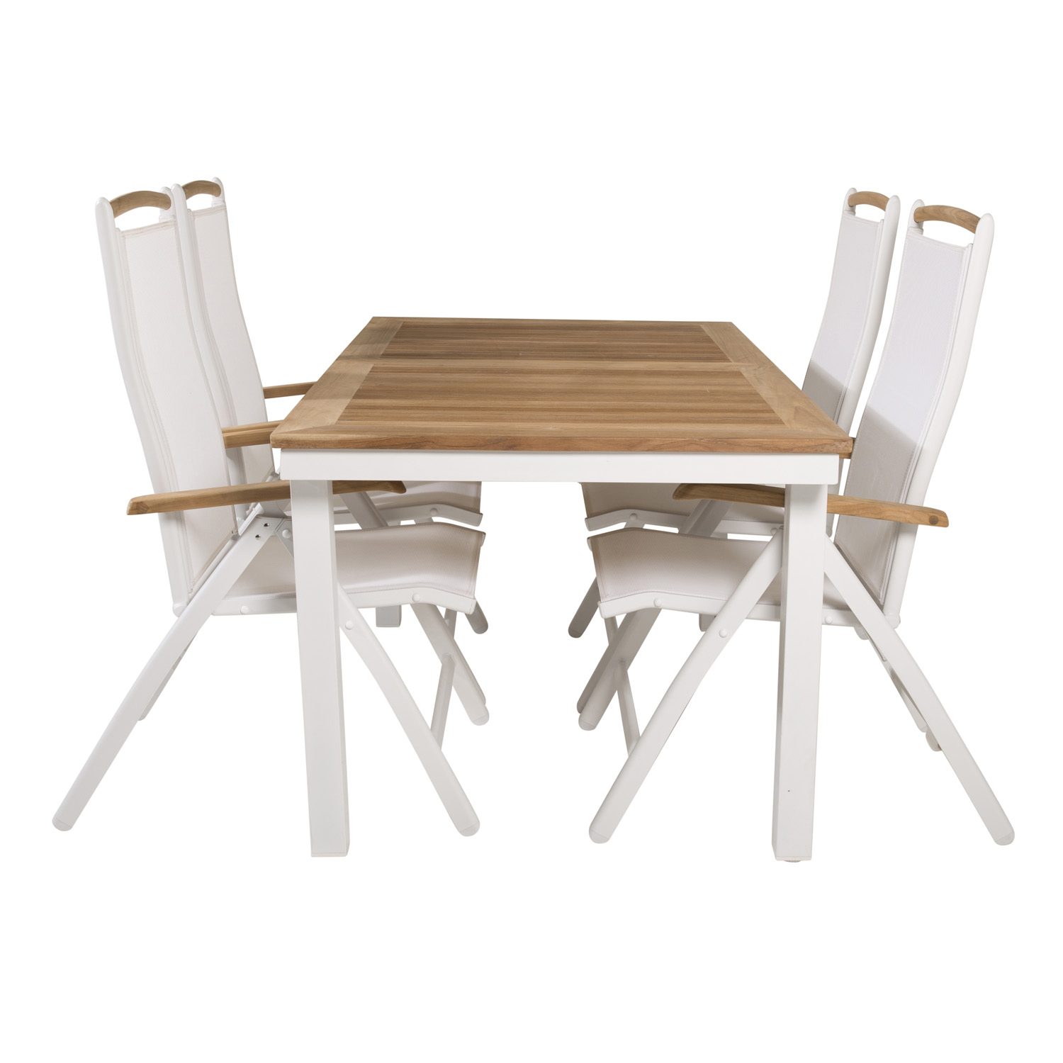 Venture Design Havesæt, M. Panama Bord, M. Udtræk Og 4 Panama 5:Pos. Stole - Natur Teak/Hvid Alu