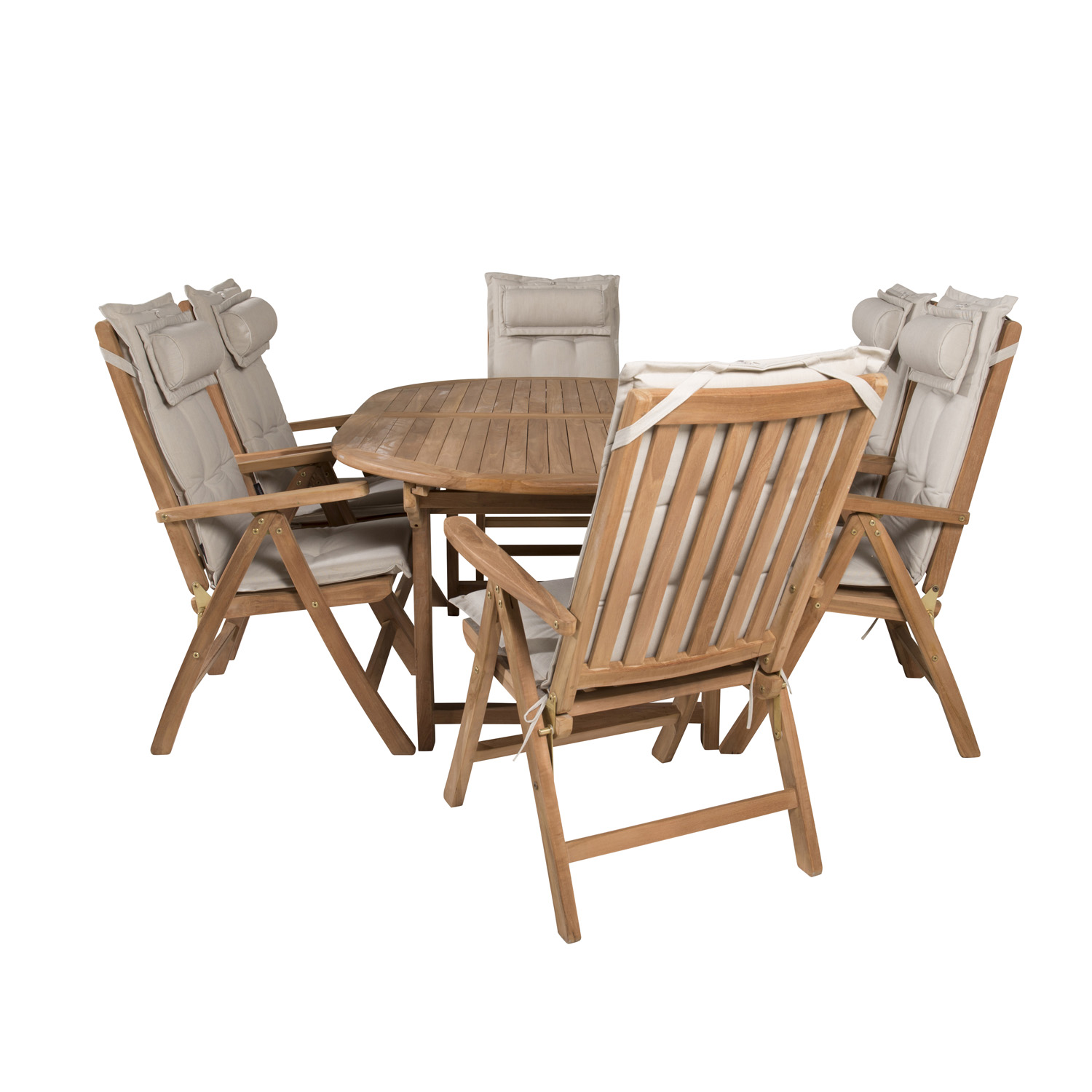 Venture Design Havesæt, M. Oval Kenya Bord, M. Udtræk Og 6 Kenya 5-Pos. Foldestole, M. Armlæn - Teak