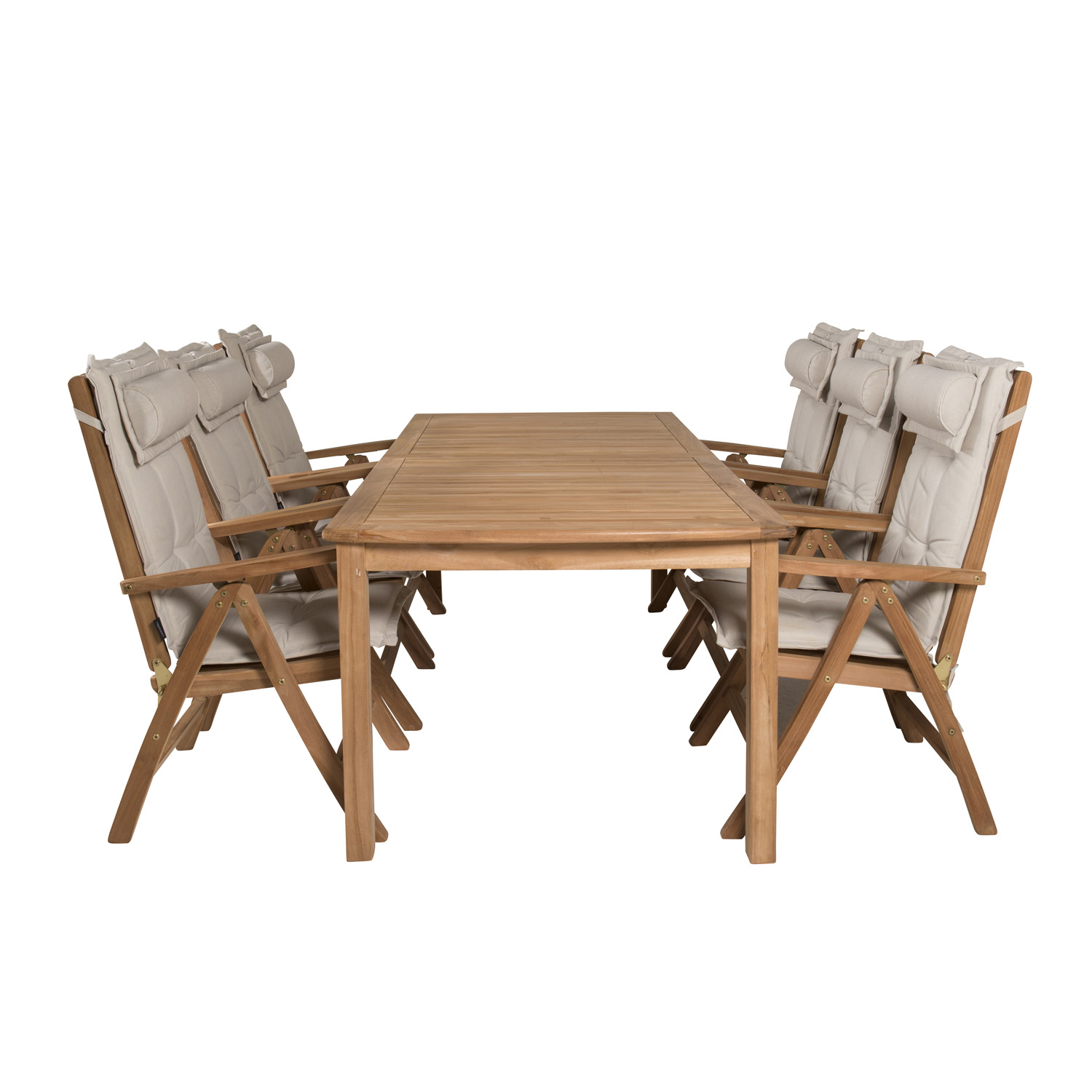 Venture Design Havesæt, M. Kenya Bord (220X100) Og 6 Kenya 5-Pos. Foldestole, M Armlæn - Teak Havemøbler