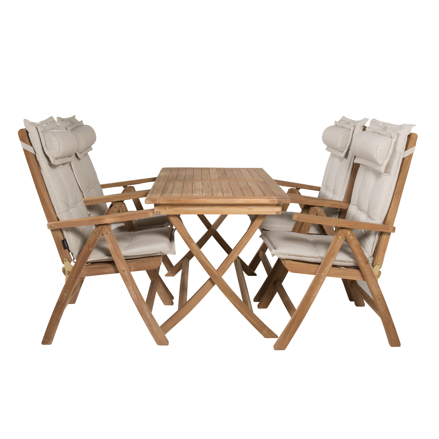 Venture Design Havesætæ, M. Kenya Bord (120X70) Og 4 Kenya 5-Pos. Foldestole - Natur Teak
