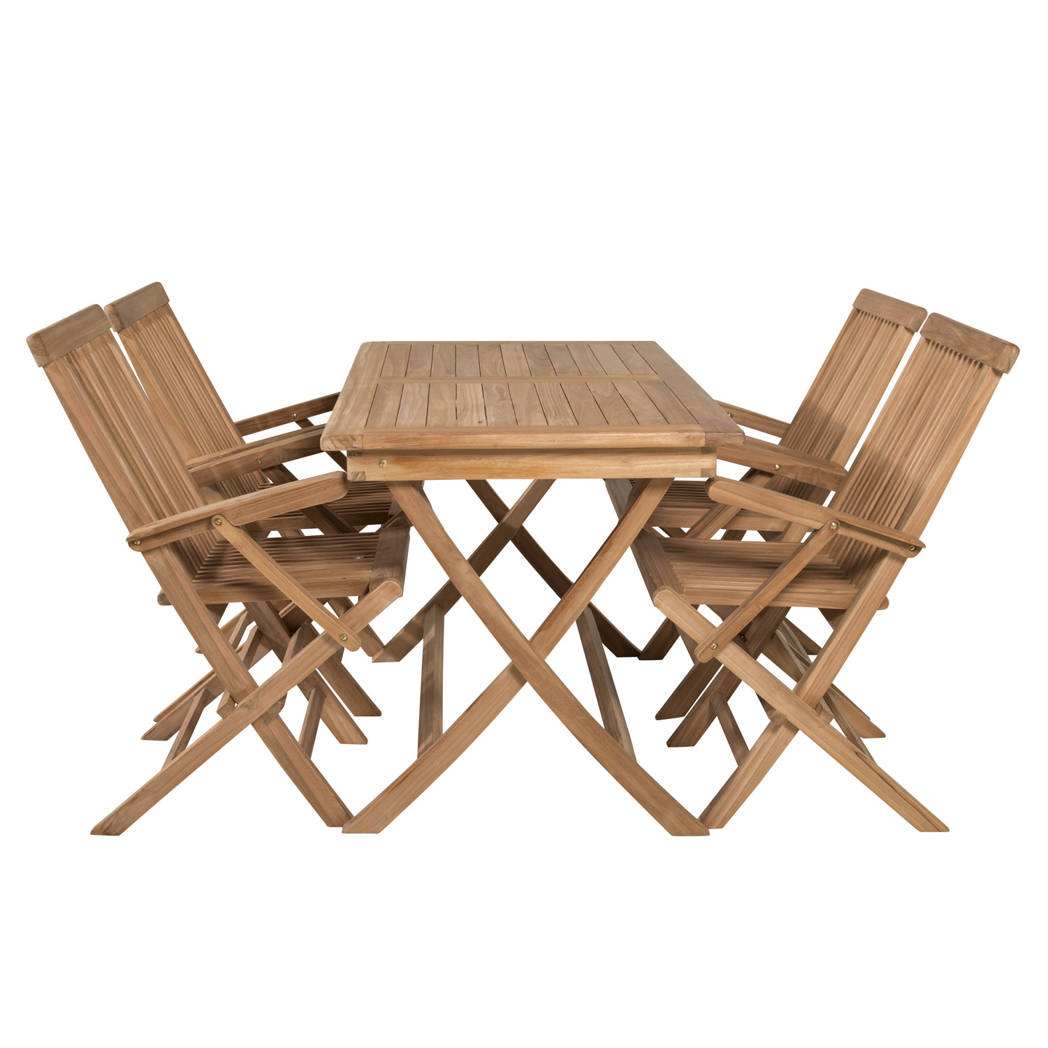 Venture Design Havesæt, M. Kenya Bord (120X70) Og 4 Kenya Foldestole, M. Armlæn - Natur Teak