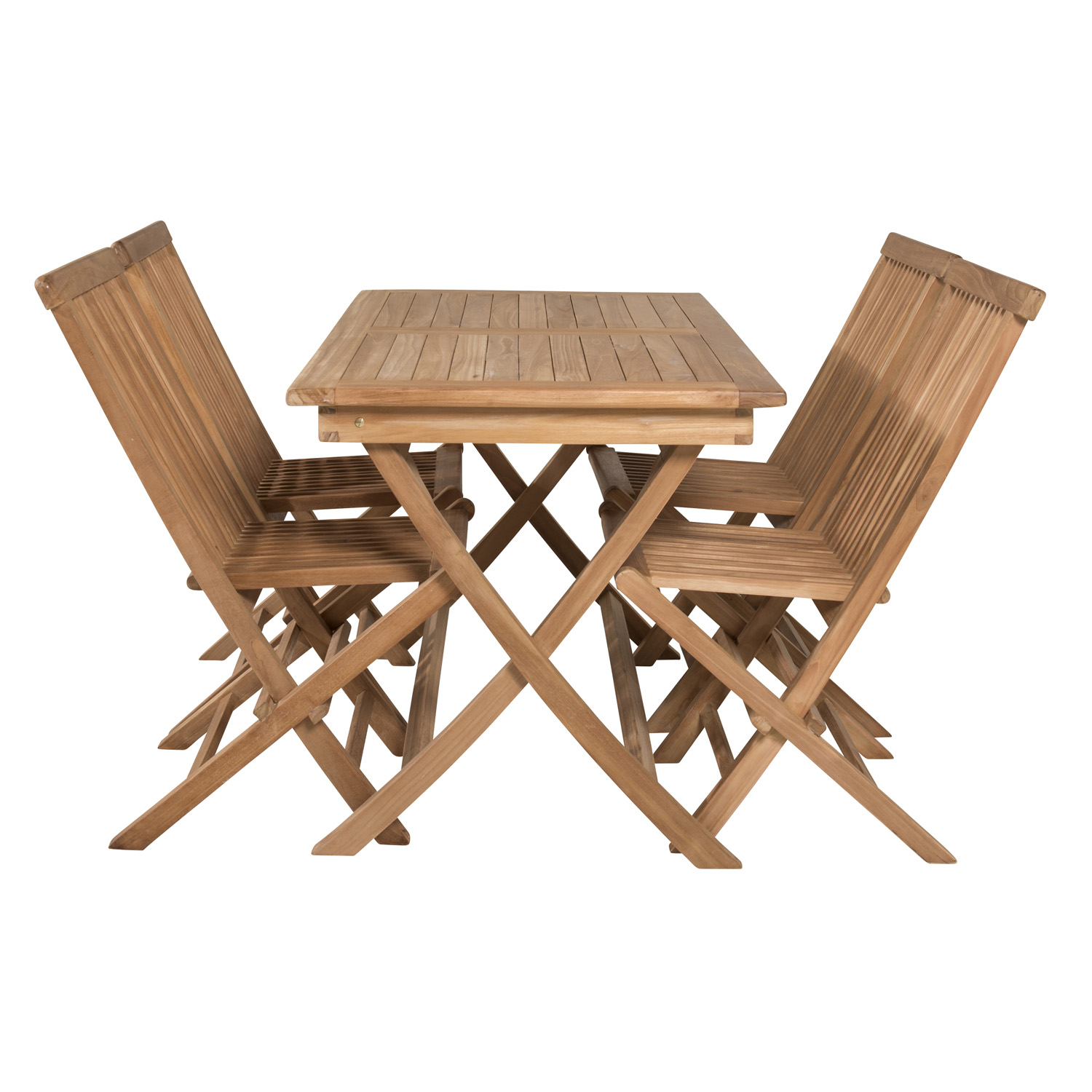 Venture Design Havesæt, M. Kenya Bord (120X70) Og 4 Kenya Foldestole - Natur Teak Havemøbler