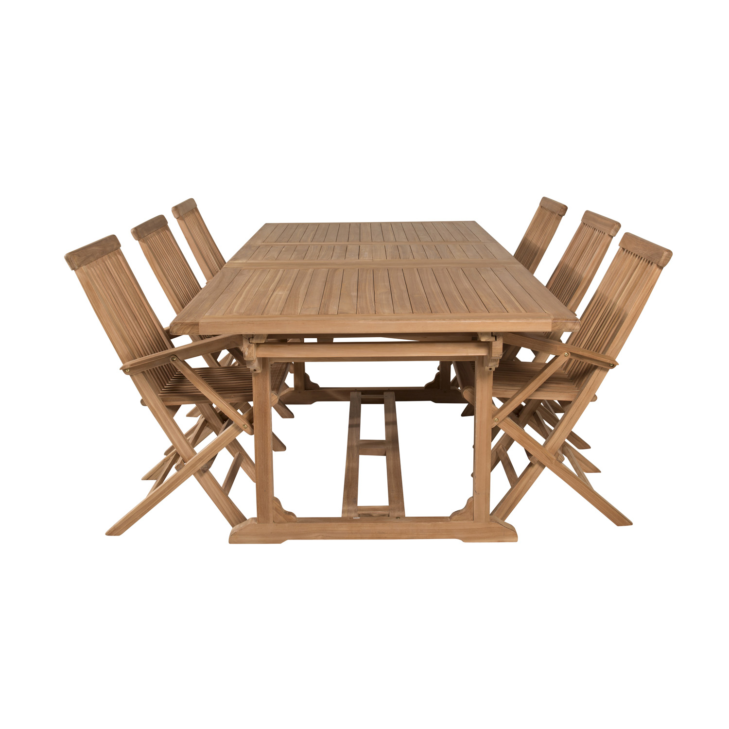 Venture Design Venture Design Havesæt, M. Kenya Bord, M. Udtræk Og 6 Kenya Foldestole, M. Armlæn - Teak Havemøbler