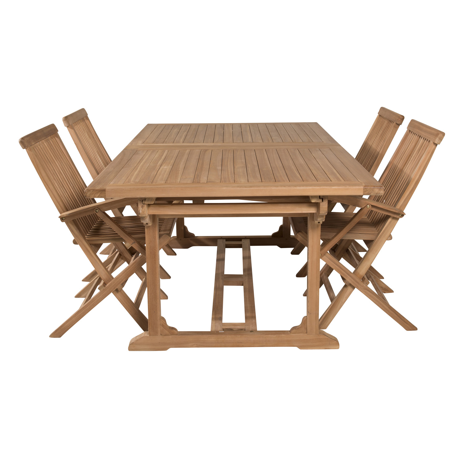 Venture Design Havesæt, M. Kenya Bord, M. Udtræk Og 4 Kenya Foldestole, M. Armlæn - Natur Teak