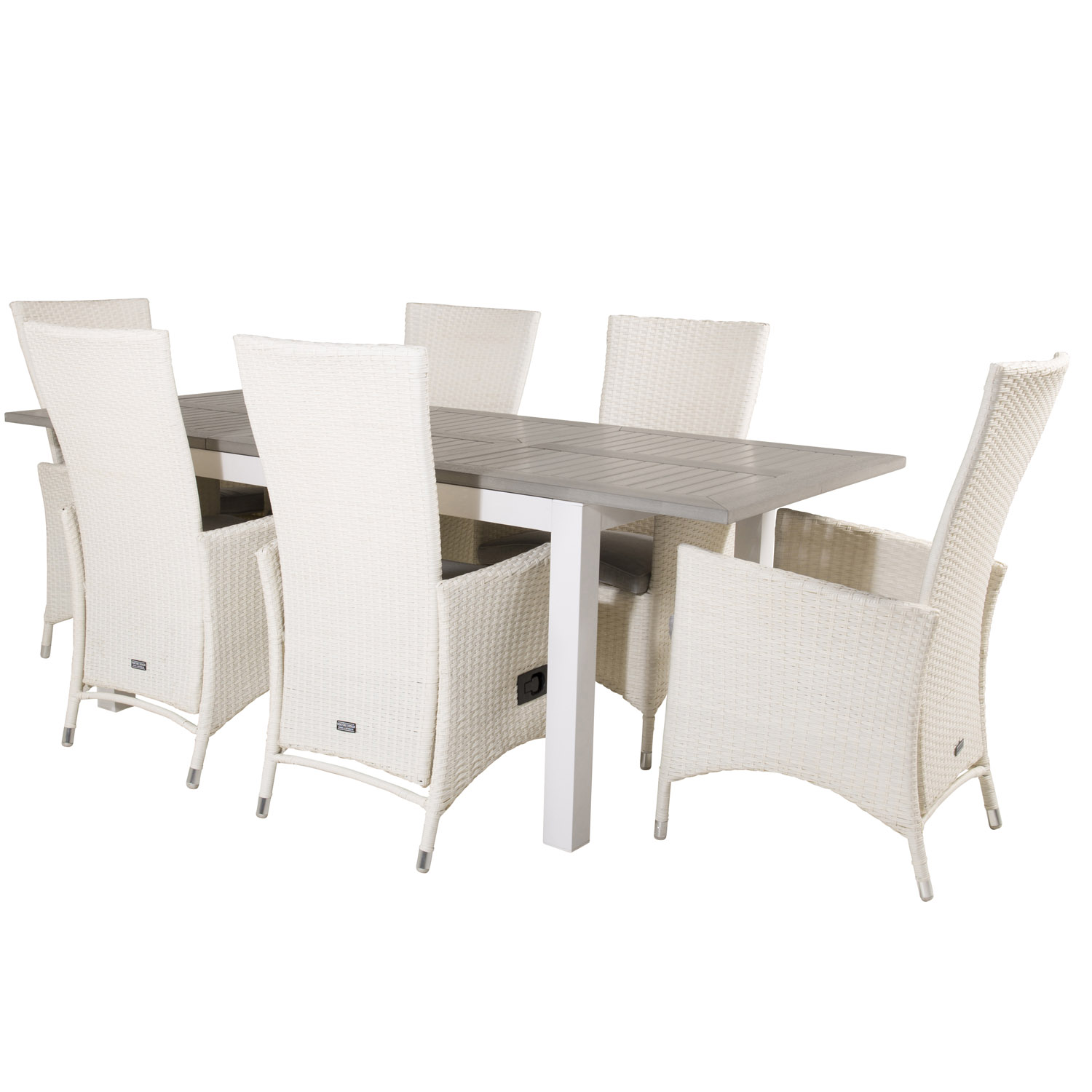 Venture Design Havesæt, M. Albany Bord, M. Udtræk Og 6 Padova Recliner Stole - Aintwood/Alu/Flet