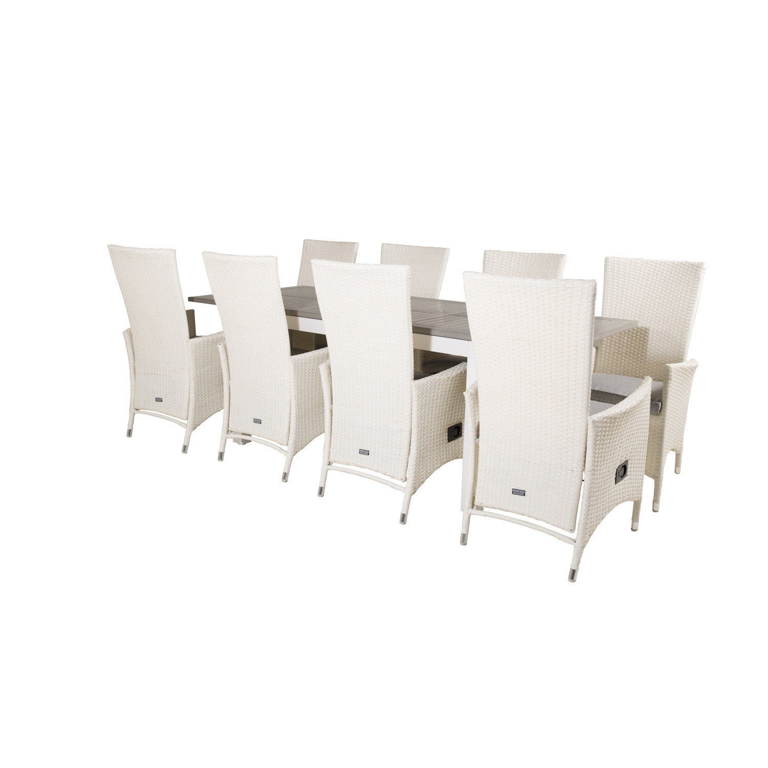 Venture Design Havesæt M Albany Bord M Udtræk Og 8 Padova Stole M Recliner -Hvid Rattan/Grå Aintwood Havemøbler