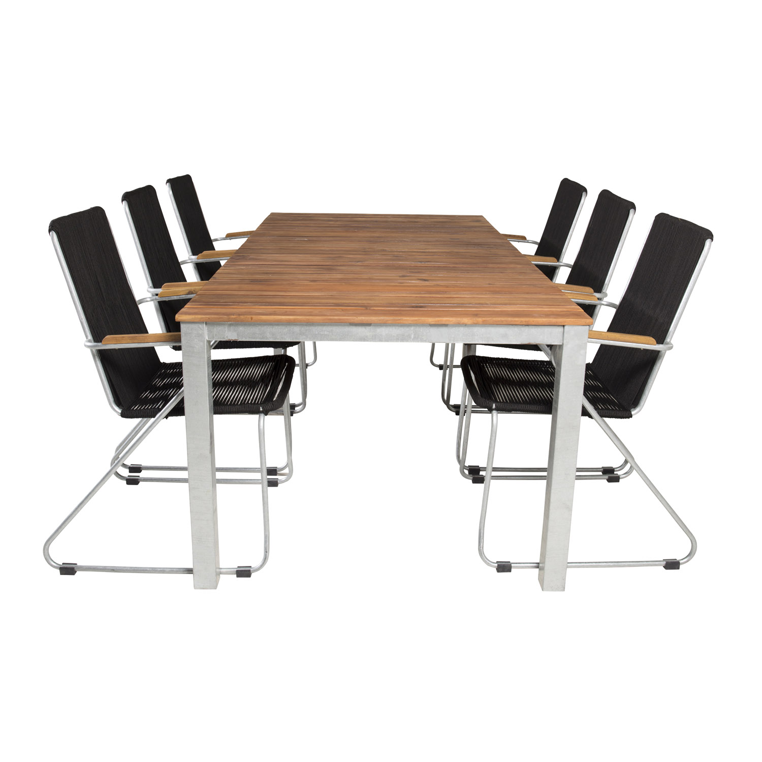 Venture Design Venture Design Havesæt, M. Zenia Bord (200X100) Og 6 Bois Stole, M. Armlæn - Akacie/Stål/Reb Havemøbler