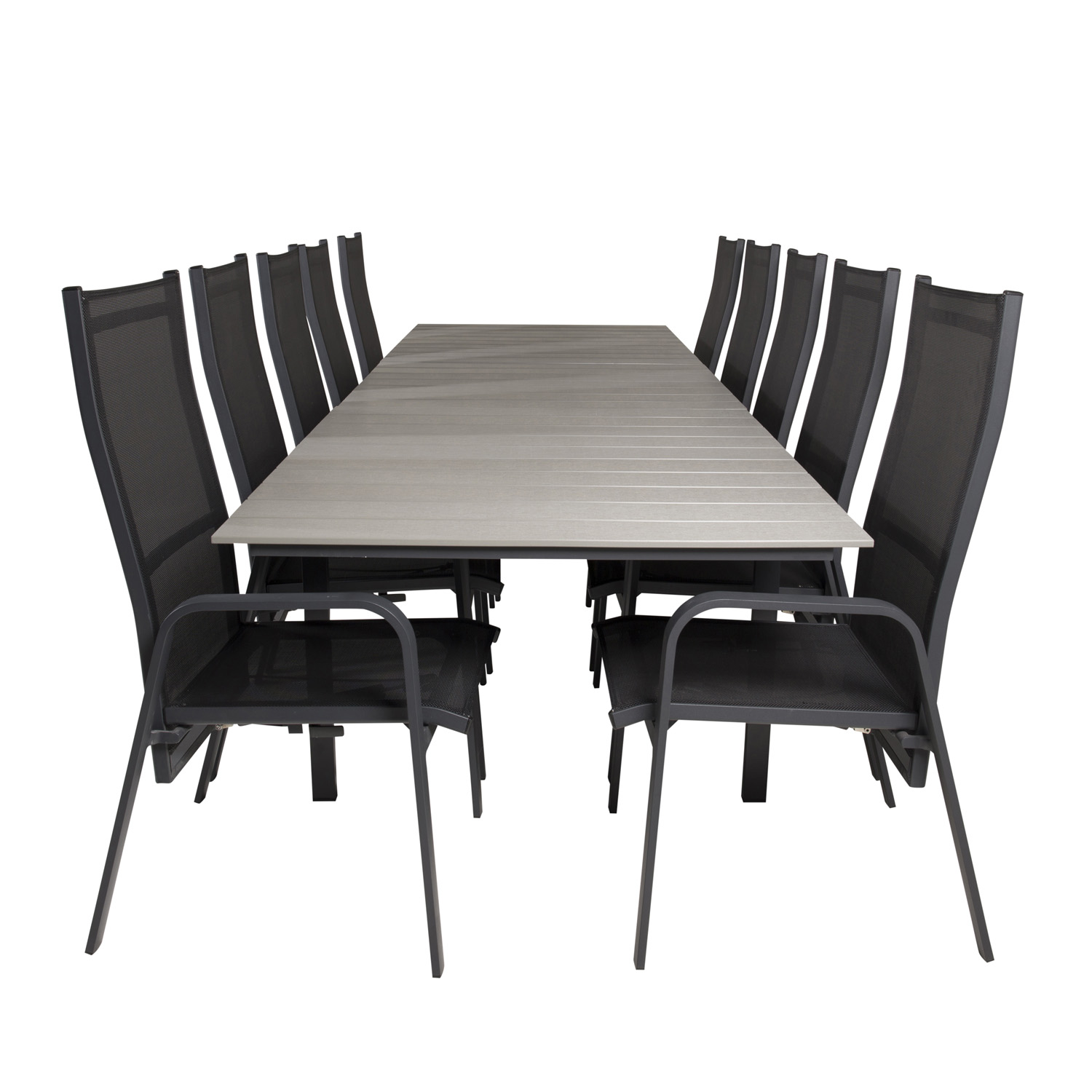 Venture Design Havesæt M Levels Bord M Udtræk Og 10 Copacabana Stole M. Recliner - Grå Aintwood/Sort Terrasse & Have