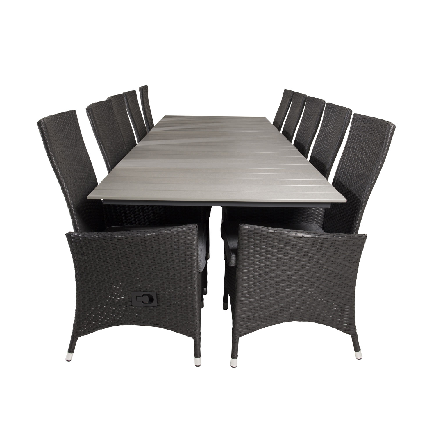 Venture Design Havesæt M. Levels Bord M. Udtræk Og 10 Padova Stole M. Recliner - Rattan/Grå Aintwood Terrasse & Have