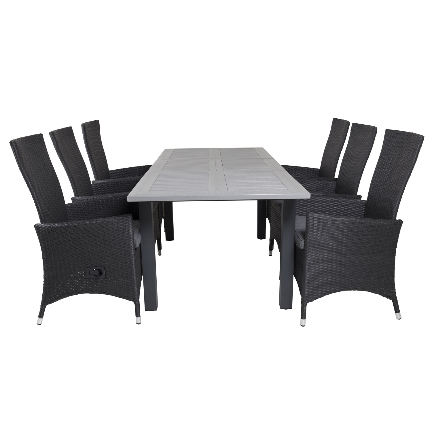 Venture Design Havesæt, M. Albany Bord, M. Udtræk Og 6 Padova Recliner Stole - Aintwood/Alu/Flet