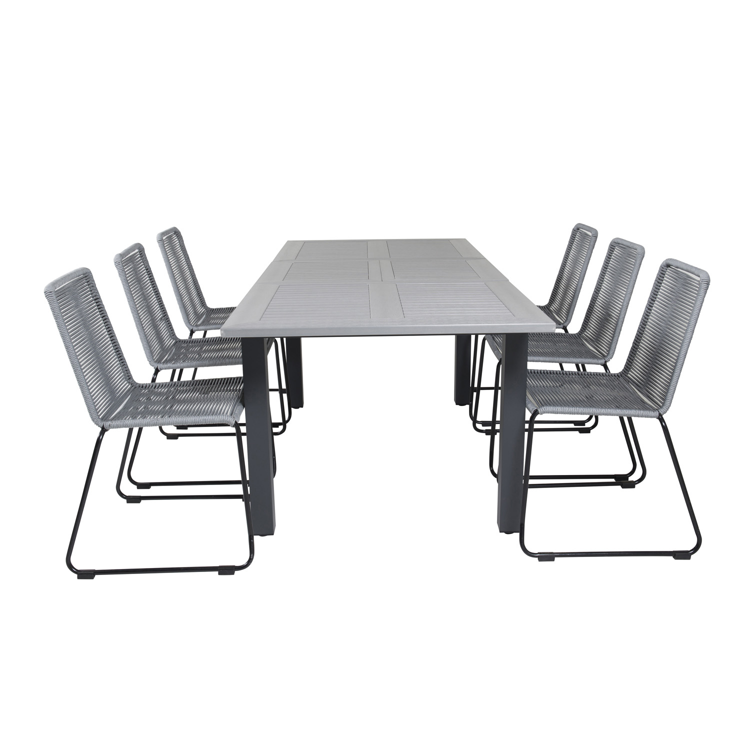 Venture Design Havesæt, M. Albany Bord, M. Udtræk Og 6 Lindos Stole - Aintwood/Alu/Reb/Stål