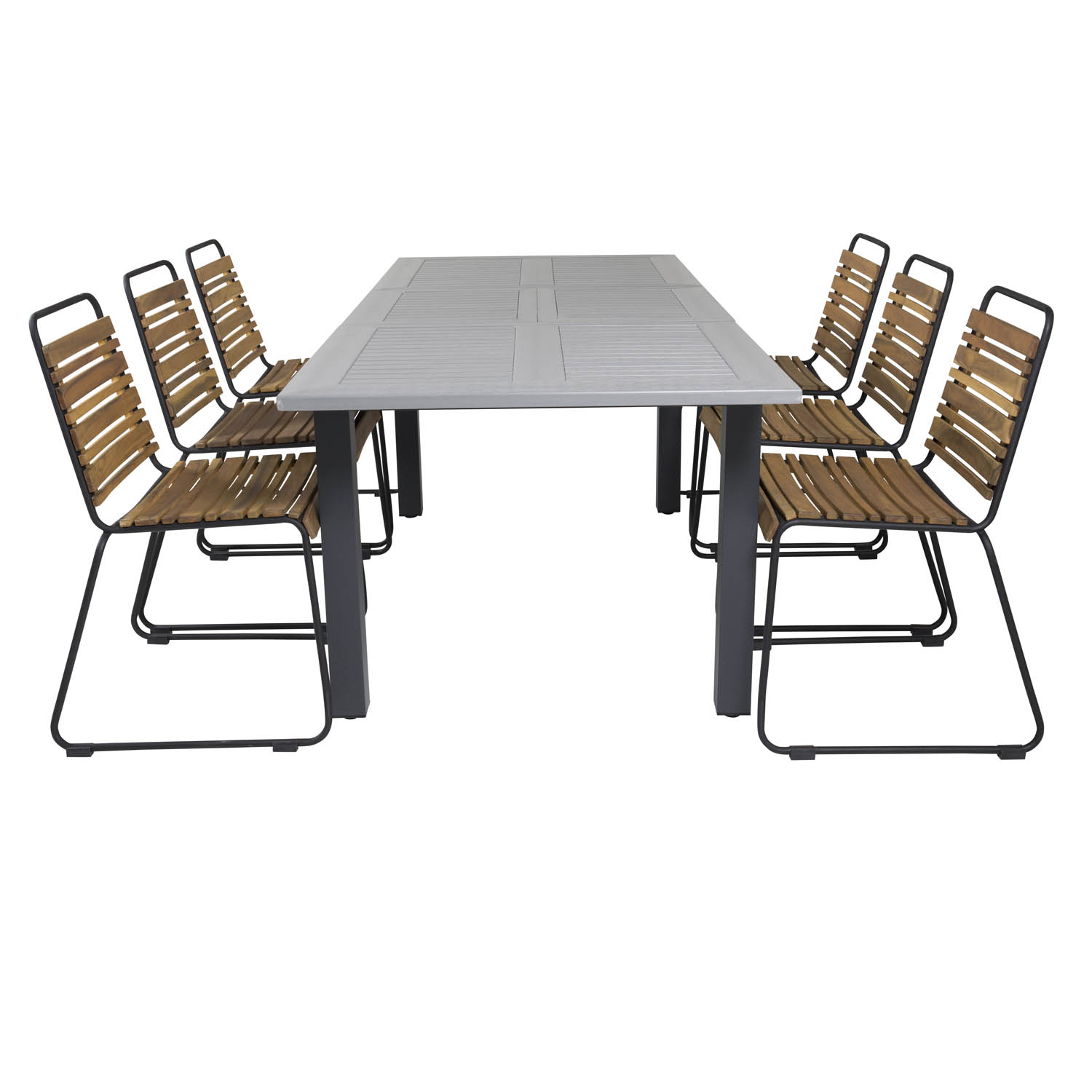 Venture Design Havesæt M. Albany Bord M. Udtræk (160X100) Og 6 Bois Stole - Akacietræ/Grå Aintwood