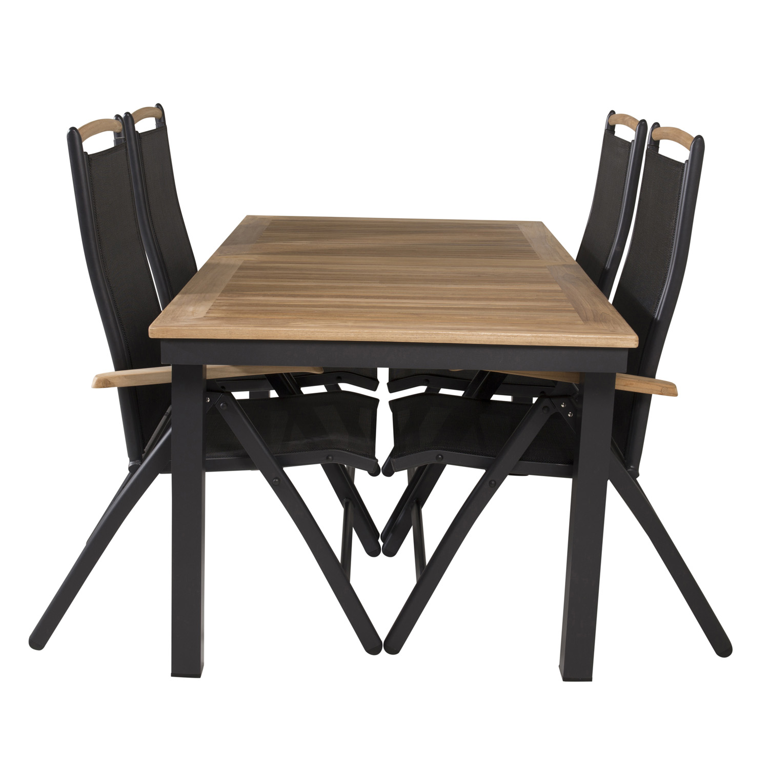 Venture Design Venture Design Havesæt, M. Panama Bord, M. Udtræk Og 4 Panama 5:Pos. Stole - Teak/Alu/Textilene Havemøbler