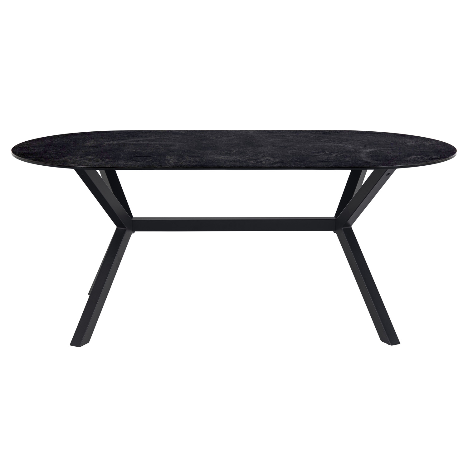 Act Nordic Oval Laxey Spisebord - Sort Glas/Keramik Og Sort Metal (180X90)