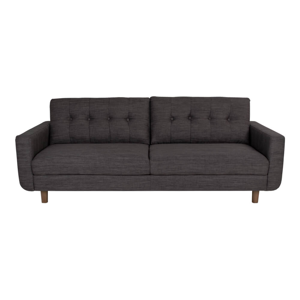 House Nordic Artena Sofa - Mørkegråt Stof Og Træben, 3 Personers (211X86)