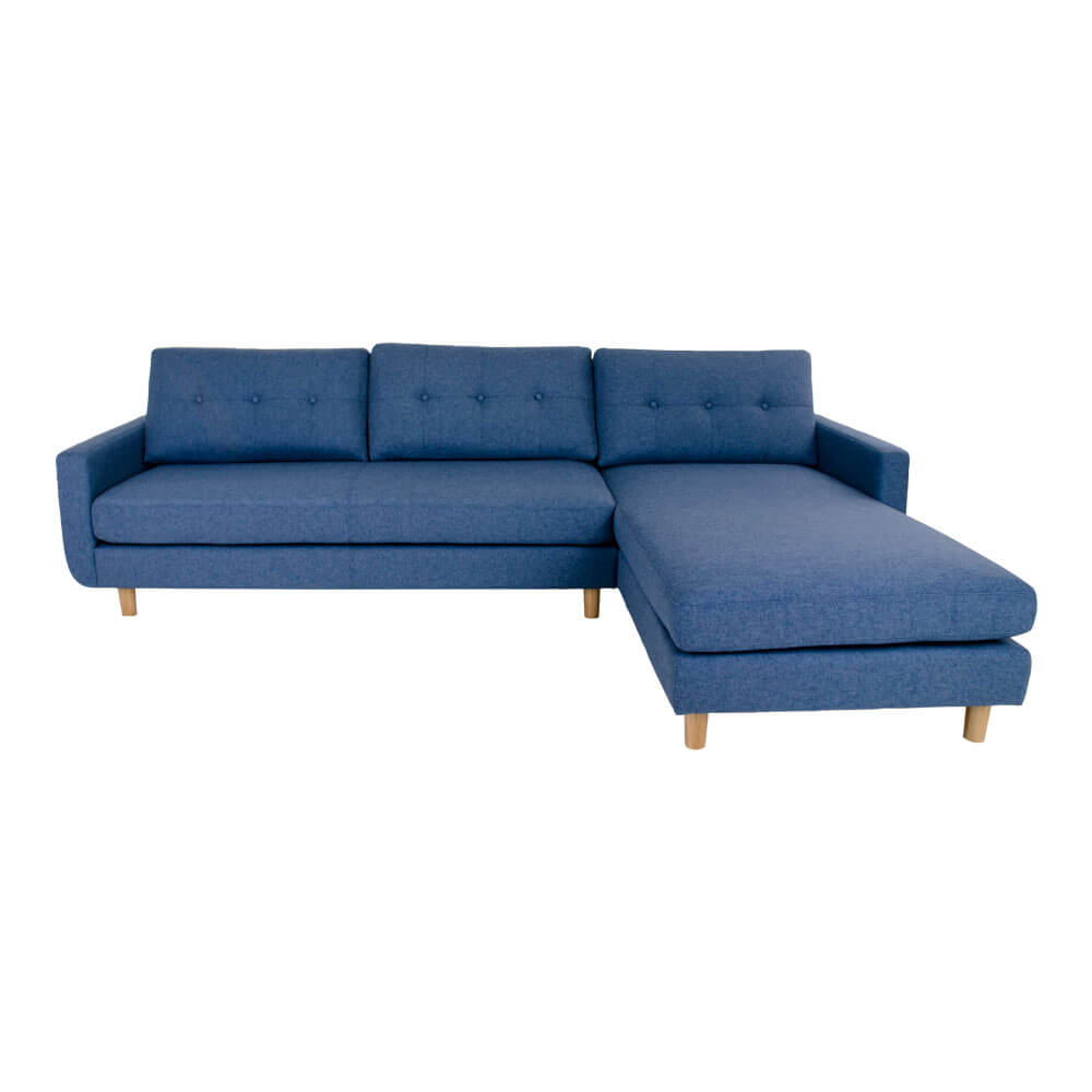 House Nordic House Nordic Artena Lounge Sofa - Blåt Stof Og Træben, M. Chaiselong, Højrevendt (277X175) Dagligstue
