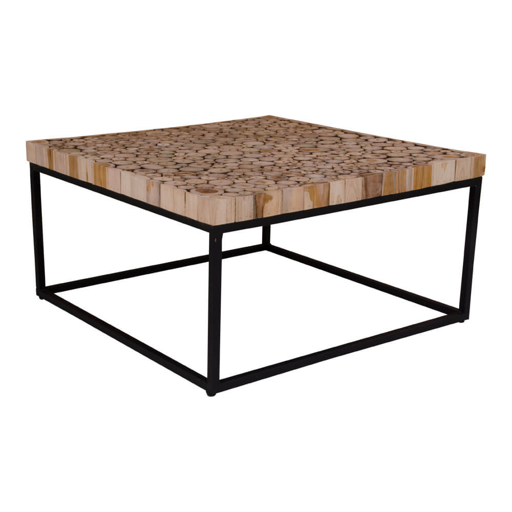 House Nordic Knoxville Sofabord - Natur Træ M. Sort Metalstel (80X80) Dagligstue