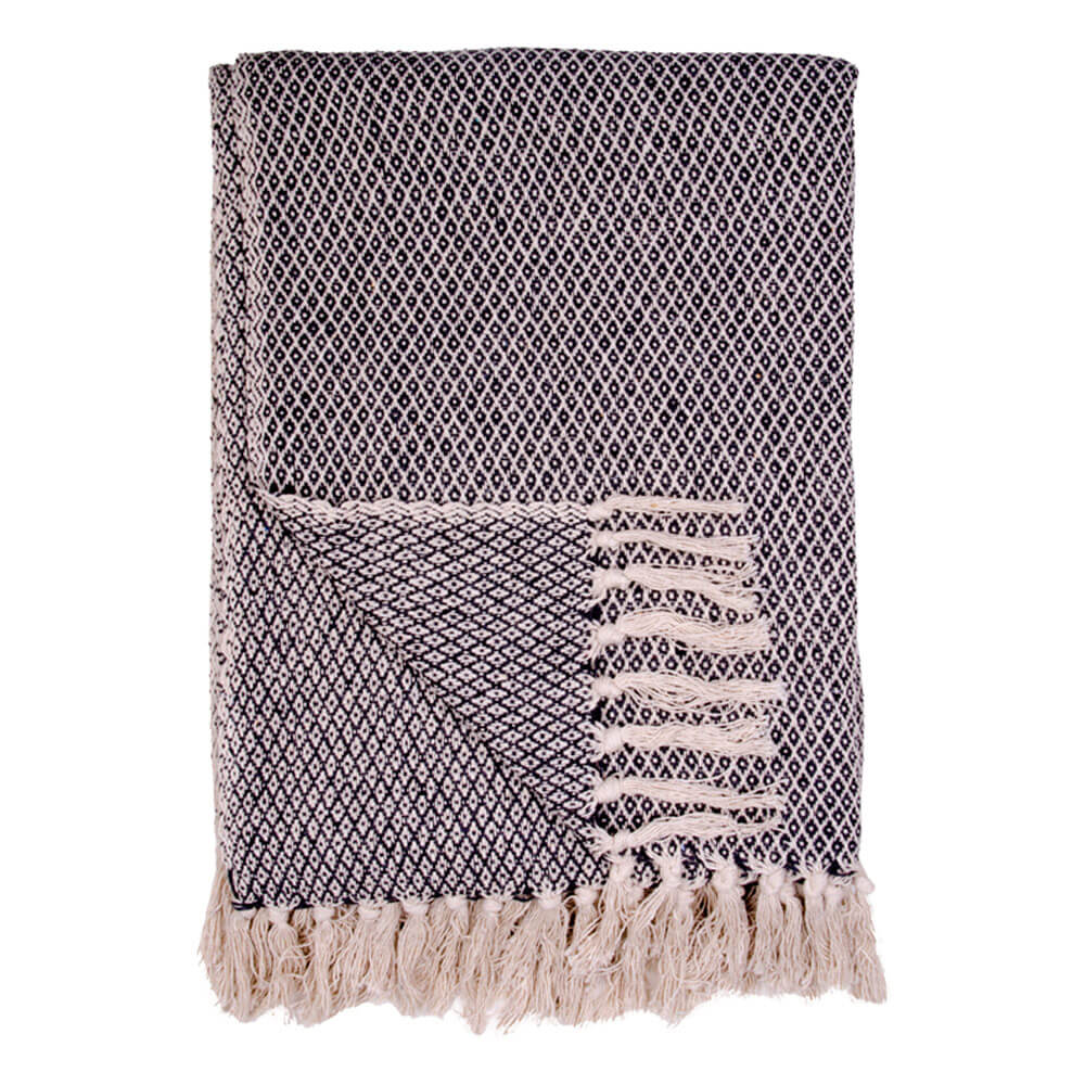 House Nordic Cort Plaid - Gråt/Hvidt Mønstret Bomuld (170X130)