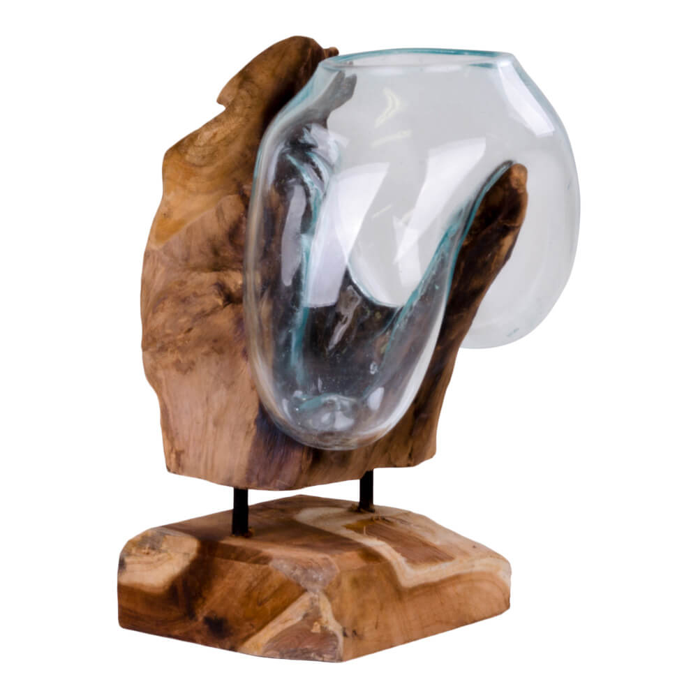HOUSE NORDIC San Marino Vanddråbe skulptur - glas/natur teaktræ (H:25) Billede af HOUSE NORDIC San Marino Vanddråbe skulptur - glas/natur teaktræ (H:25)
