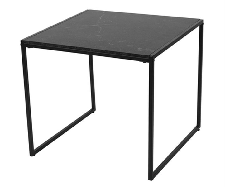 Infinity Hjørnebord - Sort Melamin M. Marmor Print Og Sort Metal (50X50) Dagligstue