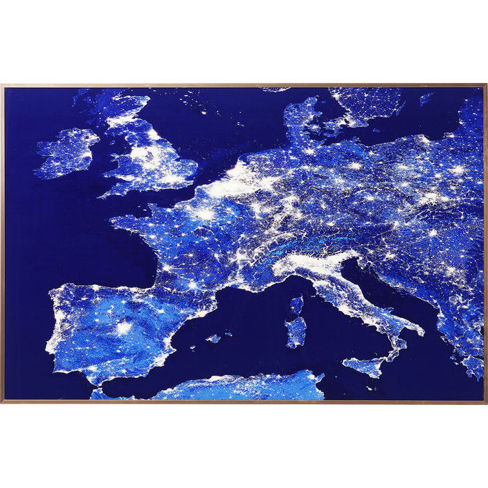 Kare Design Billede, Frame Alu Europe At Night 60 X 90 Cm