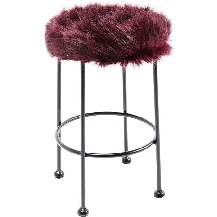 Kare Design Kare Design Taburet, Ontario Fur Mørk Rød Ø30 Cm Spisestue