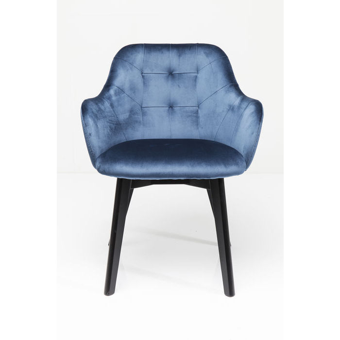 Kare Design Stol Med Armlæn Lady Velvet Stitch Royal - Petroleumsblå Dagligstue
