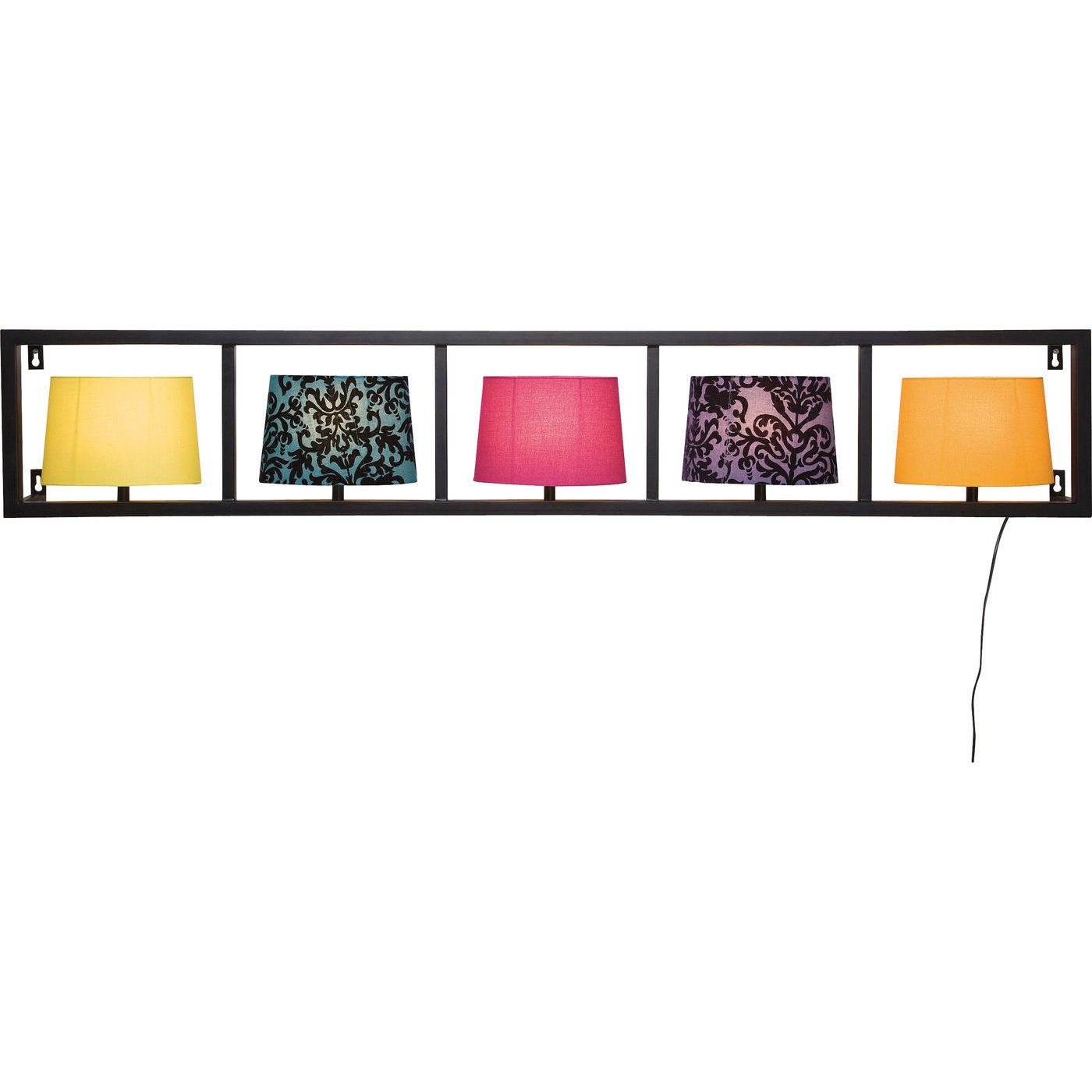 Kare Design Parecchi Horizontal Black Væglampe - Multifarvet Bomuld/Sort Stål Belysning